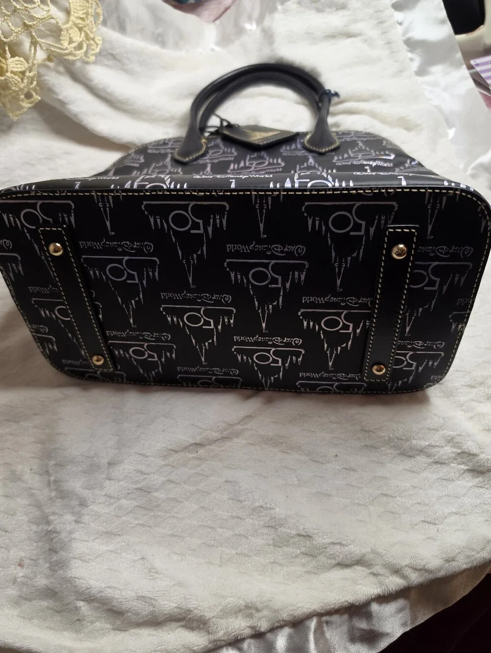New Disney Dooney & Bourke Walt Disney World 50th Anniversary Black Holo Satchel
